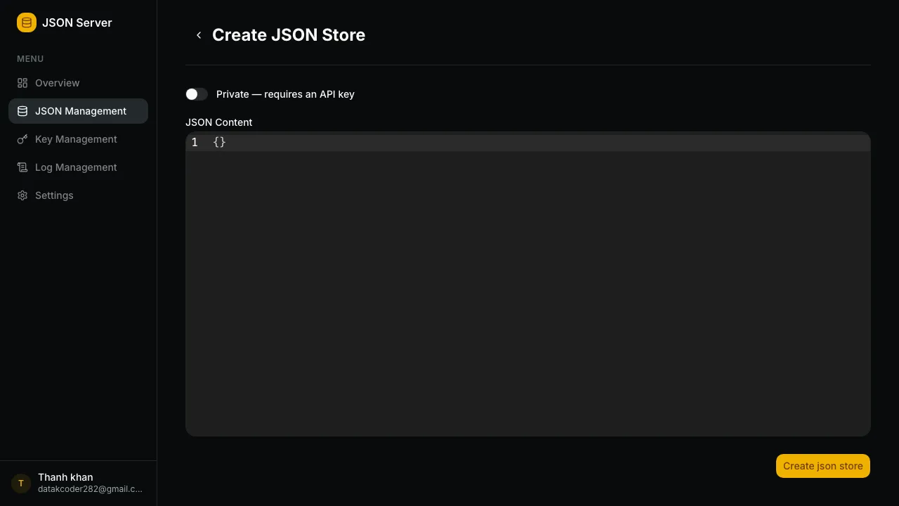 JSON Store editor