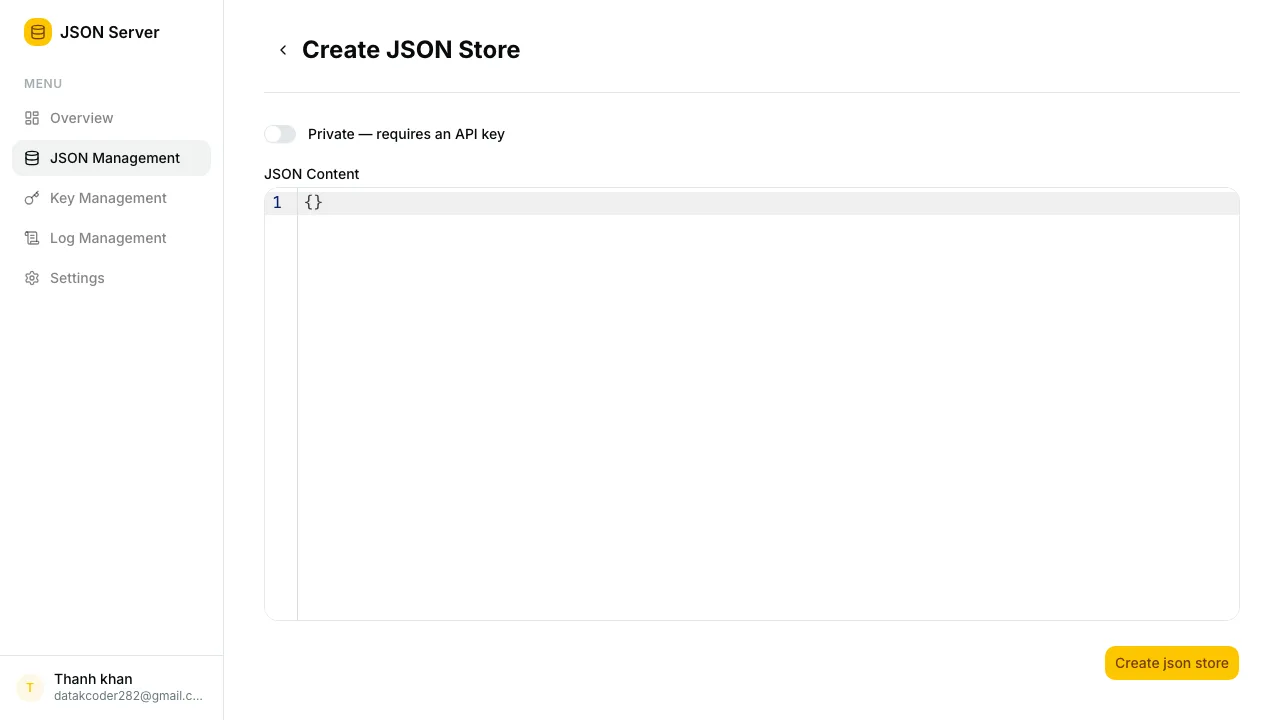 Create JSON store